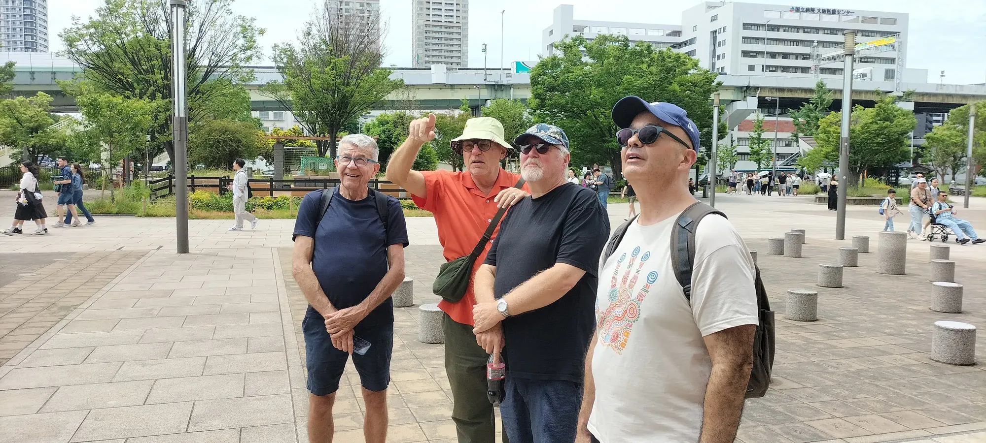 Guests contemplating ancient Osaka